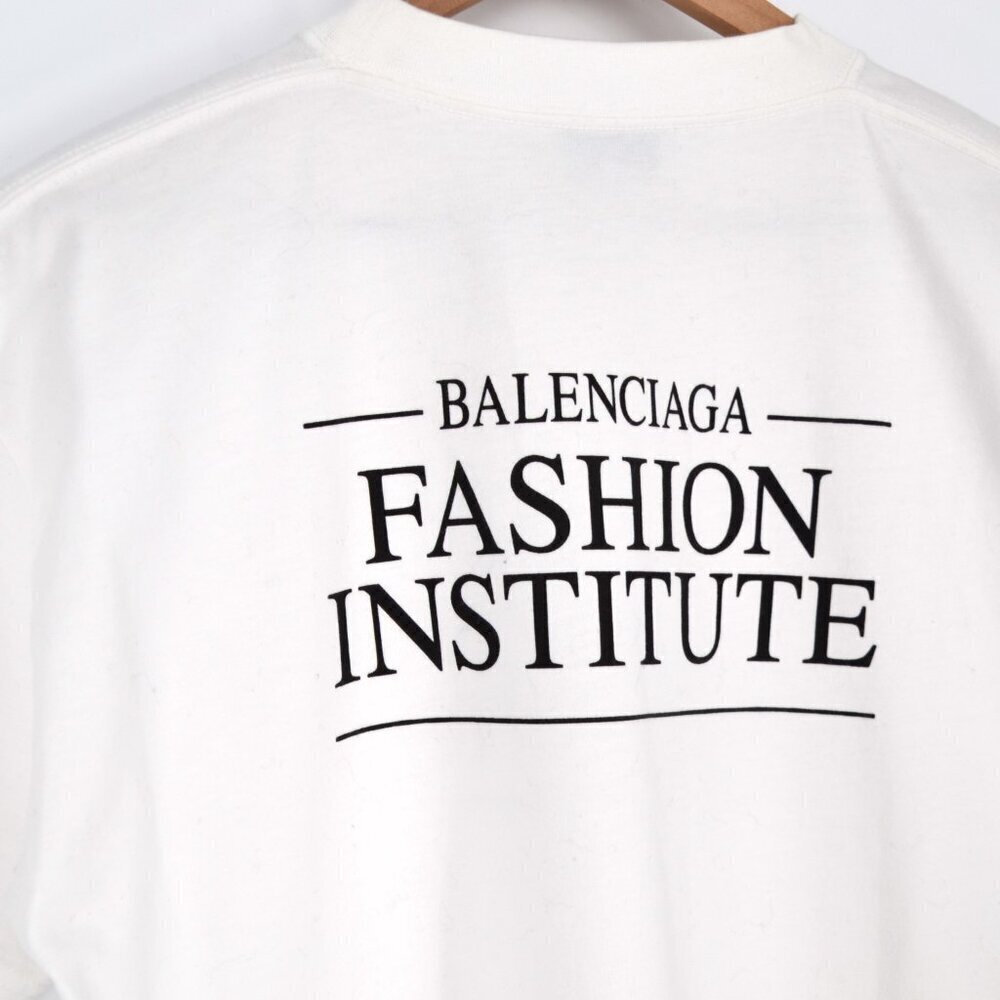 NEW Balenciaga Fashion Institute Cotton T-Shirt Logo White Graphic Print Size XS - Picture 6 of 11